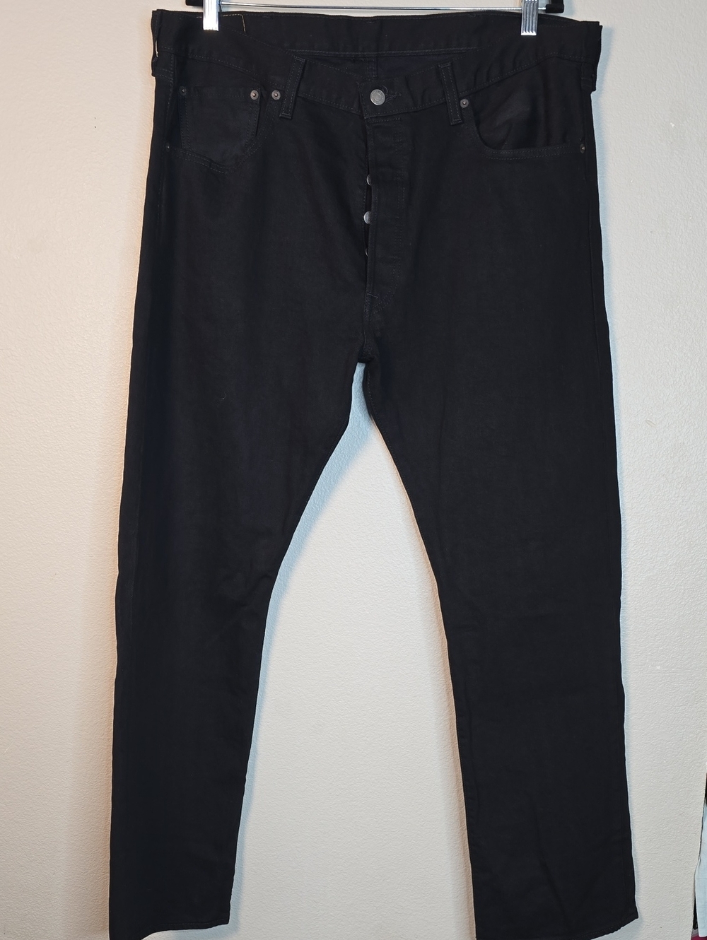 Levi's Men's 501 Slim Straight Black Jeans - Button Fly Size 38×30